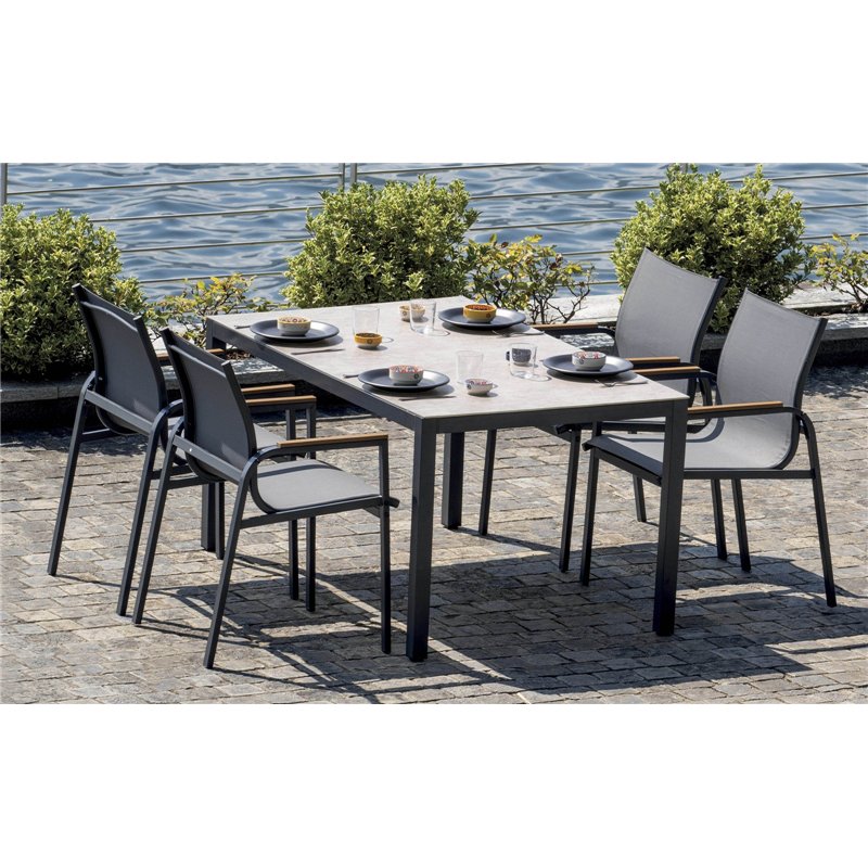 Greenwood Tarquinia Iron Dining Set - Anthracite