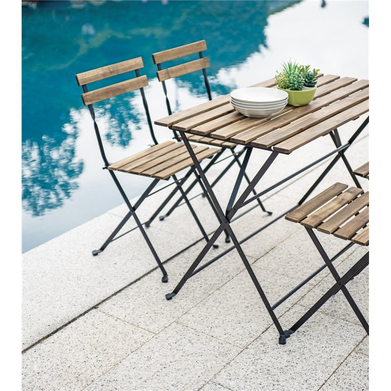 Greenwood Four-Seater Bistro Set in Iron and Dark FSC Acacia - Anthracite