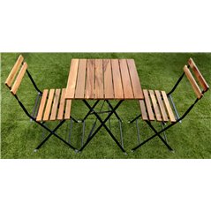 Set Bistro' Deluxe Due Posti In Ferro E Acacia Fsc - Antracite