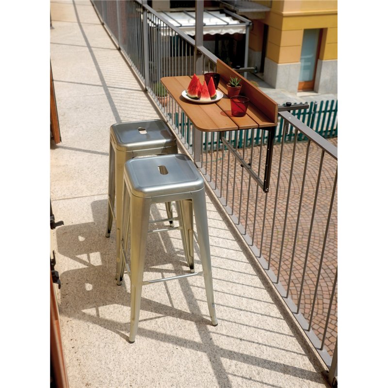 Greenwood Balcony Garden Table in Aluminum and Resin Wood 80x37 cm - White Greenwood Balcony Garden Table in Aluminum and Resin Wood 80x37 cm - White