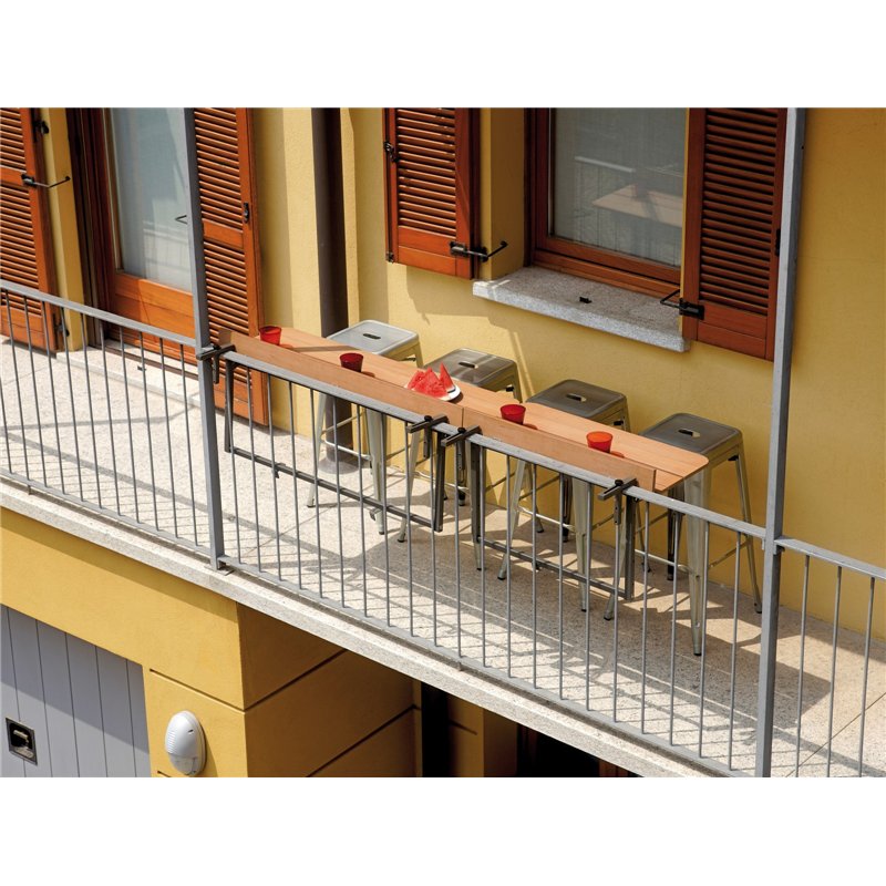 Greenwood Balcony Garden Table in Aluminum and Resin Wood 120x37 cm - White Greenwood Balcony Garden Table in Aluminum and Resin Wood 120x37 cm - White