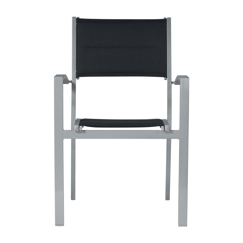 Greenwood Amalfi Garden Chair in Aluminum - Black Textilene - Silver