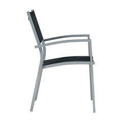 Greenwood Amalfi Garden Chair in Aluminum - Black Textilene - Silver