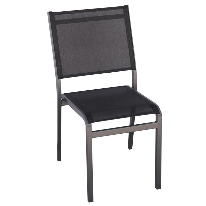 Greenwood Pola Garden Chair in Aluminum - Black Textilene - Anthracite Greenwood Pola Garden Chair in Aluminum - Black Textilene - Anthracite