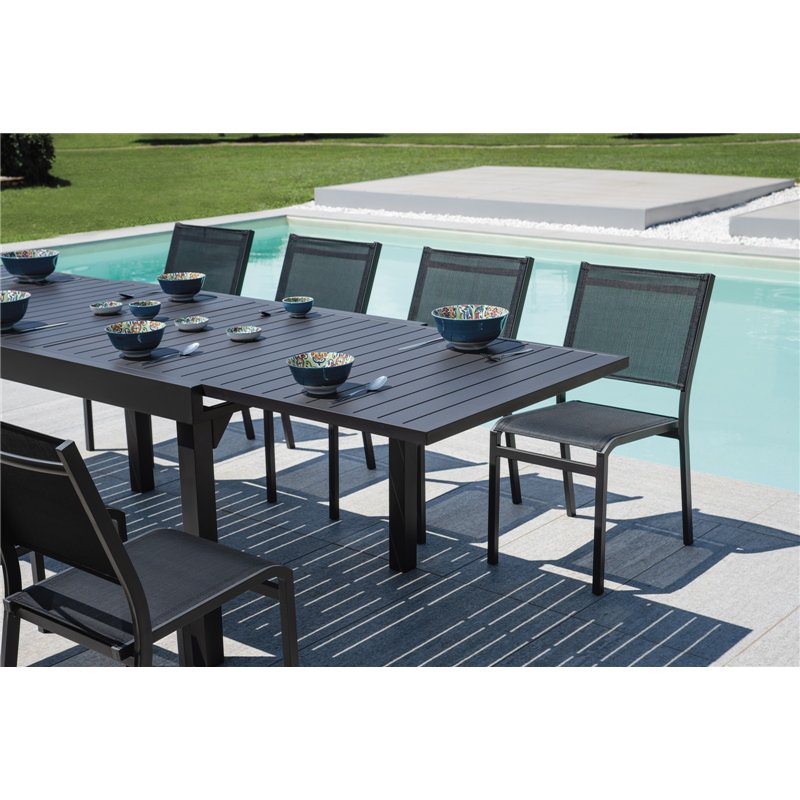 Greenwood Pola Garden Chair in Aluminum - Black Textilene - Anthracite Greenwood Pola Garden Chair in Aluminum - Black Textilene - Anthracite