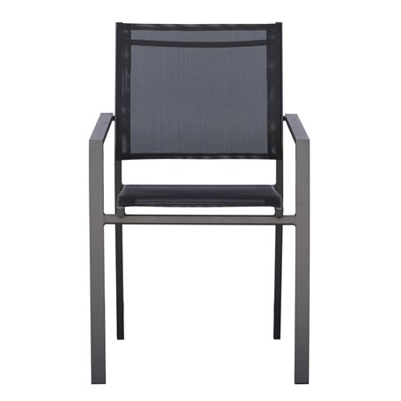 Sedia Zara In Alluminio - Textilene Nero - Antracite