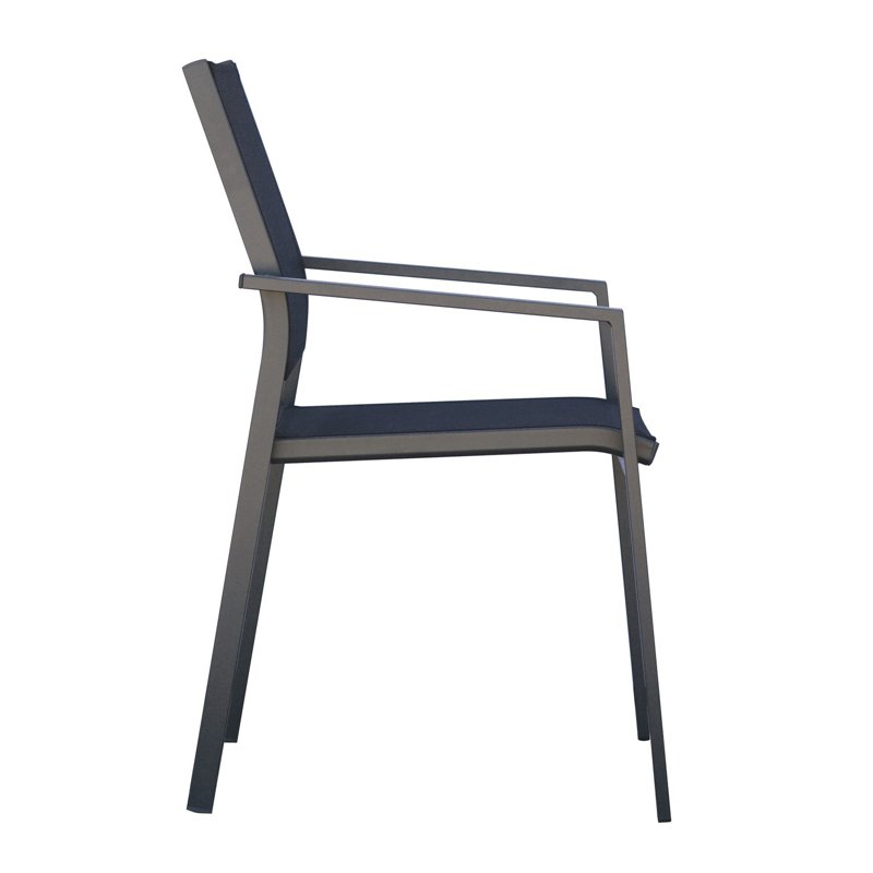 Greenwood Zara Chair in Aluminum - Black Textilene - Anthracite