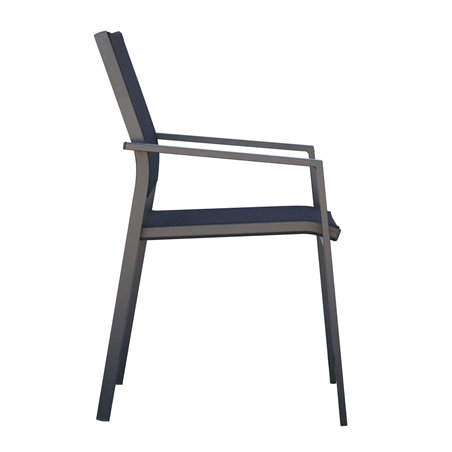 Greenwood Zara Garden Chair in Aluminum - Black Textilene - Anthracite