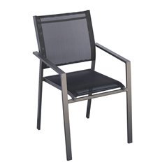 Sedia Zara In Alluminio - Textilene Nero - Antracite