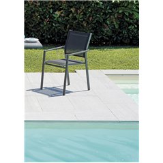 Sedia Zara In Alluminio - Textilene Nero - Antracite