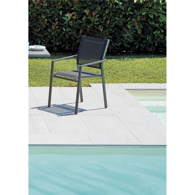 Greenwood Zara Garden Chair in Aluminum - Black Textilene - Anthracite Greenwood Zara Garden Chair in Aluminum - Black Textilene - Anthracite