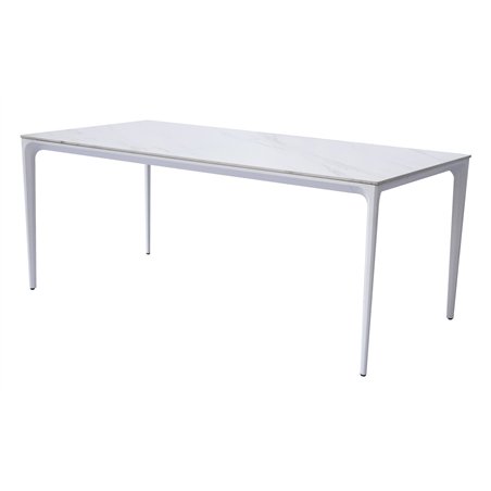 Tavolo Alghero In Alluminio 180x90 con - Piano In Gres Effetto Marmo - Bianco