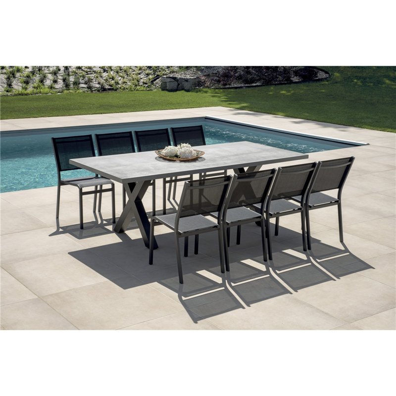 Greenwood Amantea Garden Table 220x100 cm - Grey Resin Top - Anthracite