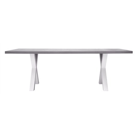 Tavolo Amantea 220x100 cm - Piano In Resina Grigio - Bianco