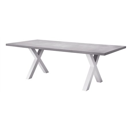 Greenwood Amantea Garden Table 220x100 cm - Grey Resin Top - White