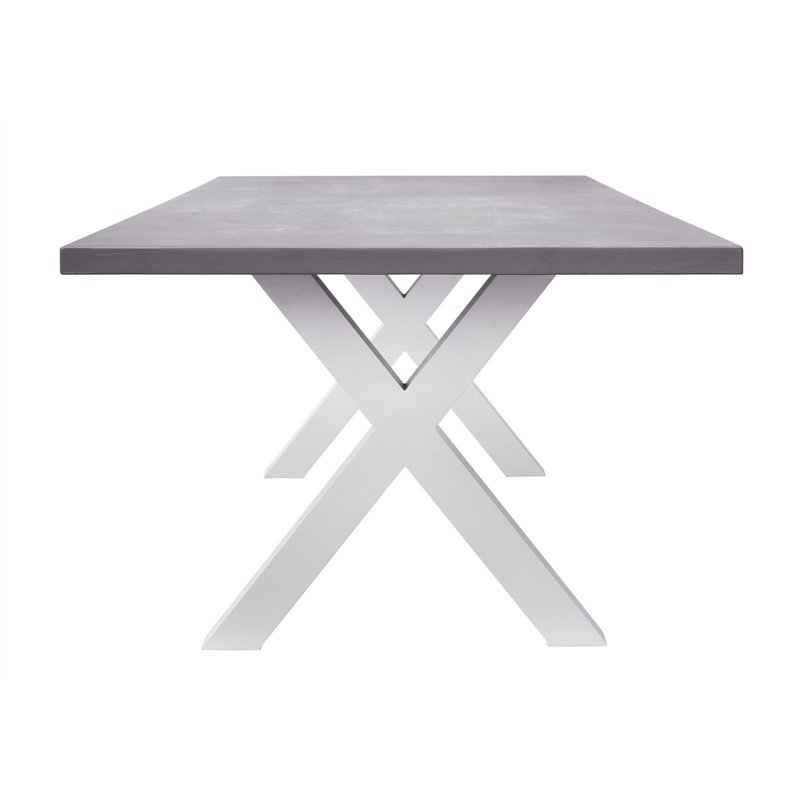 Table de jardin Amantea 220 x 100 cm - Plateau en résine grise - Blanc Greenwood