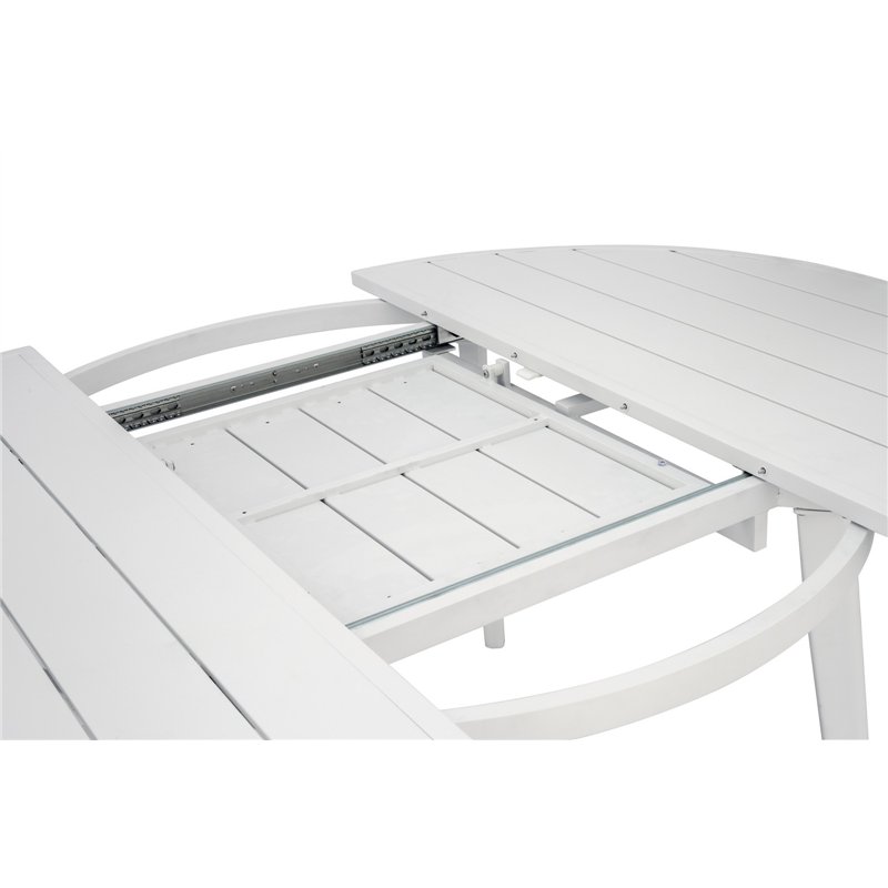 Table de jardin extensible en aluminium Tropea Ø120/170 cm - Blanche Greenwood