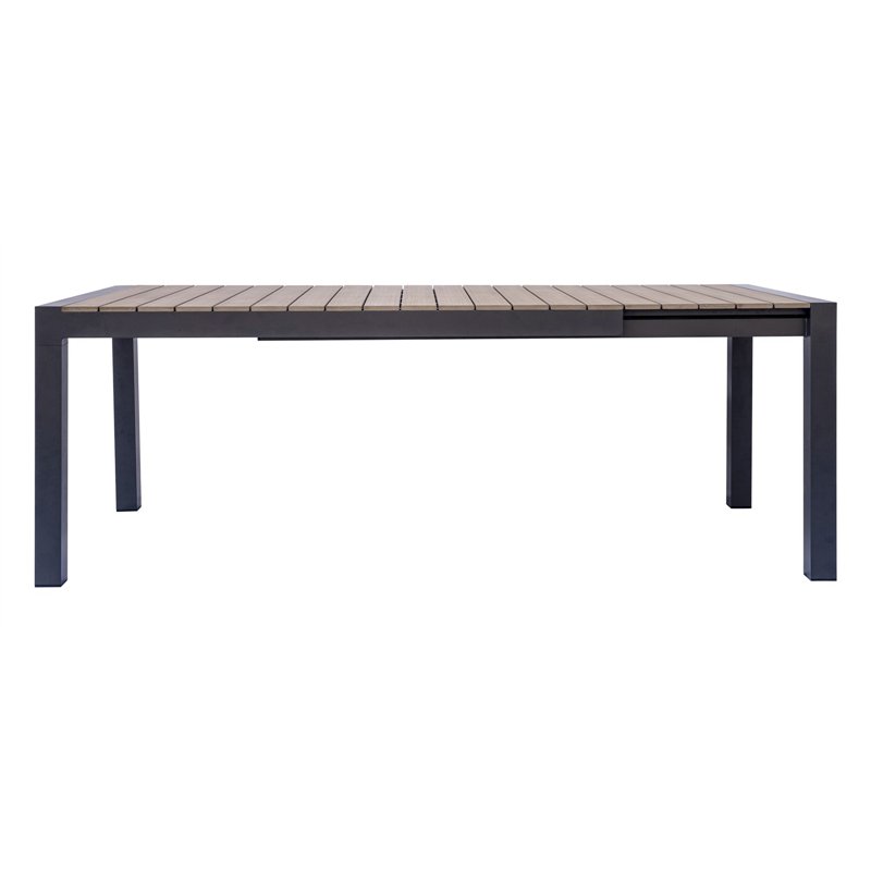 Greenwood Maiorca Extendable Aluminum Garden Table 160/210x95 cm - Resin Wood Top - Anthracite