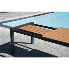 Tavolo Maiorca In Alluminio 160/210x95 cm - Piano In Resin Wood - Antracite - Allungabile