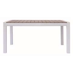 Tavolo Maiorca In Alluminio 160/210x95 cm - Piano In Resin Wood - Bianco - Allungabile