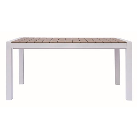 Tavolo Maiorca In Alluminio 160/210x95 cm - Piano In Resin Wood - Bianco - Allungabile