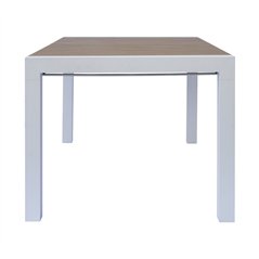 Tavolo Maiorca In Alluminio 160/210x95 cm - Piano In Resin Wood - Bianco - Allungabile