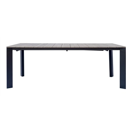 Tavolo Arenzano In Alluminio 211/276x100 cm - Piano Effetto Legno - Antracite - Allungabile