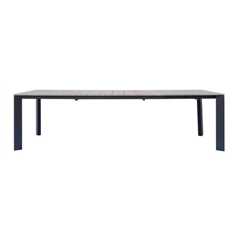 Table de jardin extensible Arenzano en aluminium 211/276 x 100 cm - Plateau effet bois - Anthracite Greenwood