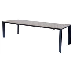 Tavolo Arenzano In Alluminio 211/276x100 cm - Piano Effetto Legno - Antracite - Allungabile