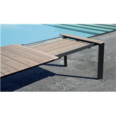 Tavolo Arenzano In Alluminio 211/276x100 cm - Piano Effetto Legno - Antracite - Allungabile