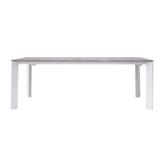 Tavolo Arenzano In Alluminio 211/276x100 cm - Piano Effetto Legno - Bianco - Allungabile