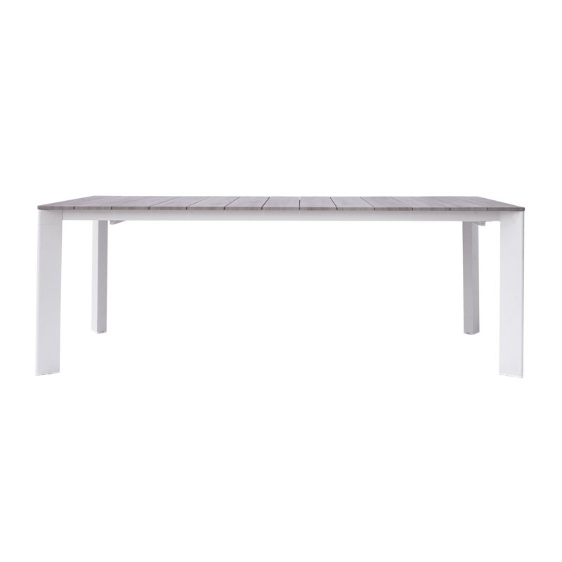 Greenwood Arenzano Extendable Aluminum Garden Table 211/276x100 cm - Wood-Effect Top - White