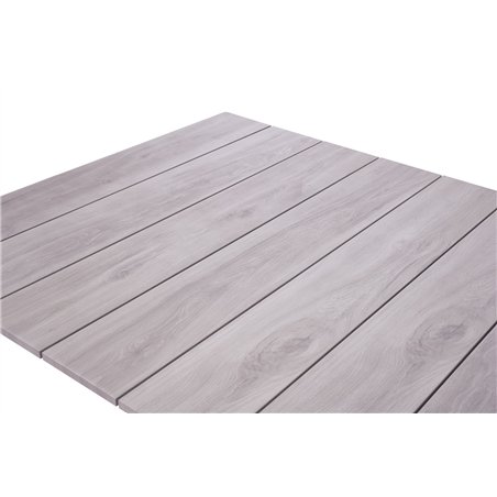 Greenwood Arenzano Extendable Aluminum Garden Table 211/276x100 cm - Wood-Effect Top - White