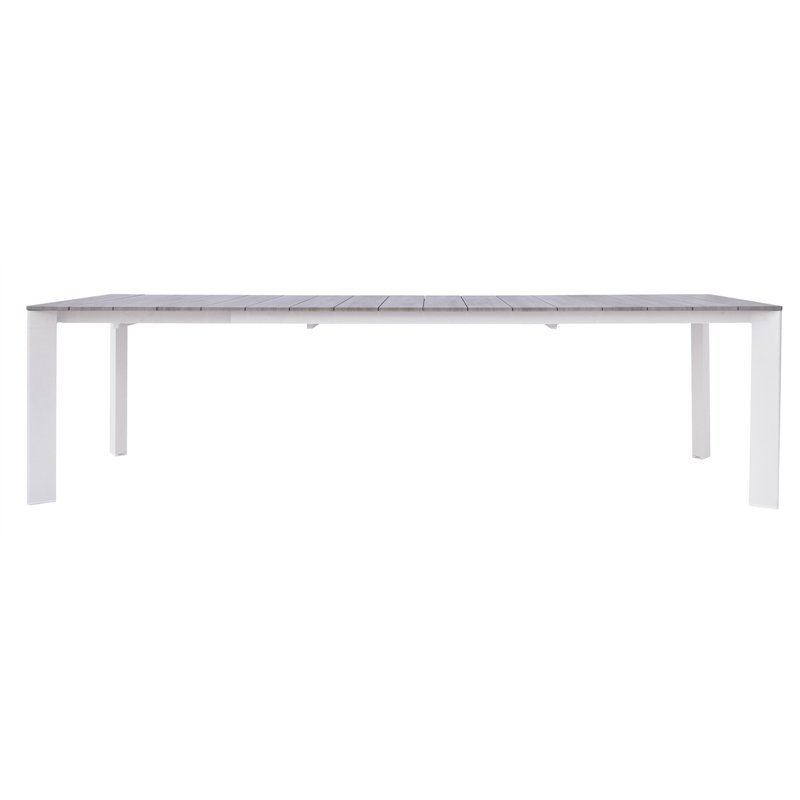 Greenwood Arenzano Extendable Aluminum Garden Table 211/276x100 cm - Wood-Effect Top - White