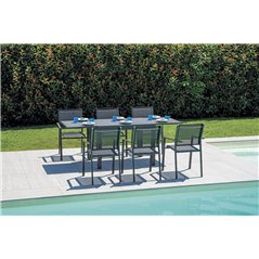 Tavolo Spalato In Alluminio 104/208x75 cm - Antracite - Allungabile