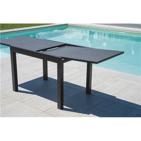 Tavolo Spalato In Alluminio 104/208x75 cm - Antracite - Allungabile