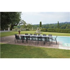 Table de jardin d'appoint Santorini en aluminium à double extension 265/330/398 x 110 cm - Anthracite Greenwood