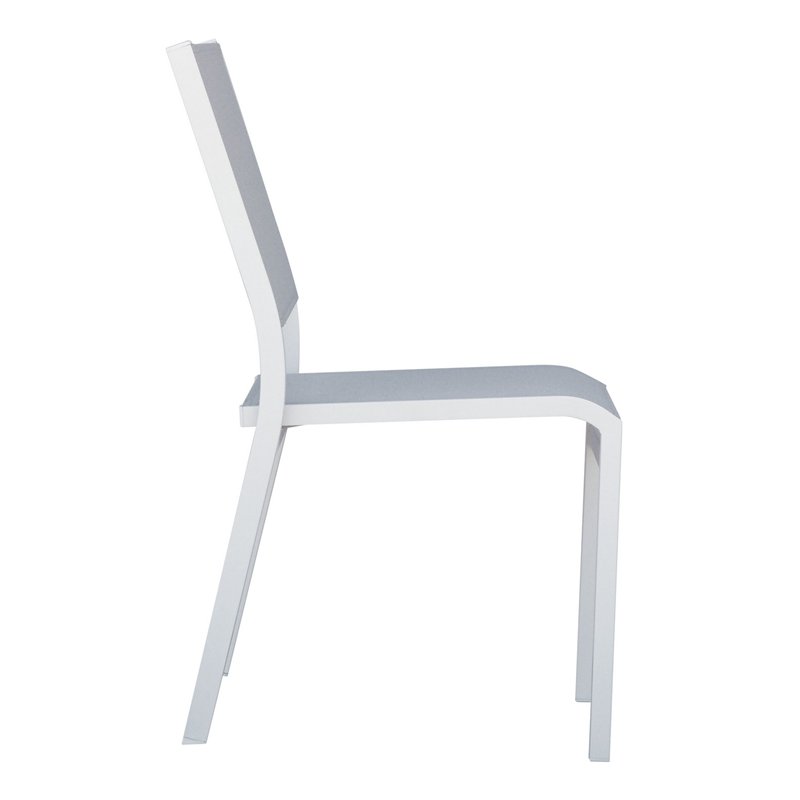 Greenwood Pola Garden Chair in Aluminum - Light Grey Textilene - White