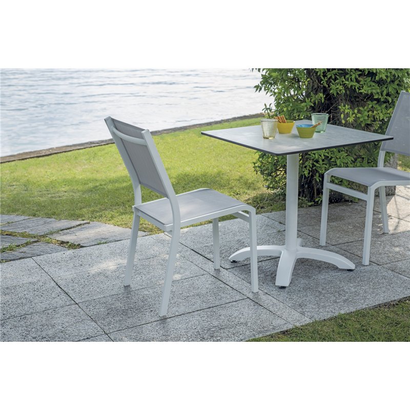 Greenwood Pola Garden Chair in Aluminum - Light Grey Textilene - White