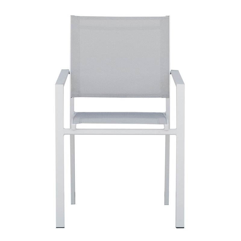Greenwood Zara Garden Chair in Aluminum - Light Grey Textilene - White Greenwood Zara Garden Chair in Aluminum - Light Grey Textilene - White