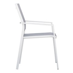 Chaise de jardin Zara en aluminium - Textilène gris clair - Blanc Greenwood
