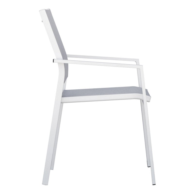 Greenwood Zara Garden Chair in Aluminum - Light Grey Textilene - White Greenwood Zara Garden Chair in Aluminum - Light Grey Textilene - White