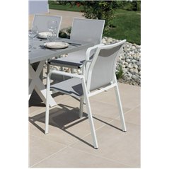 Sedia Samo In Alluminio - Textilene Grigio Chiaro - Bianco