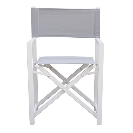 Sedia Regista Paros In Alluminio - Textilene Grigio Chiaro - Bianco