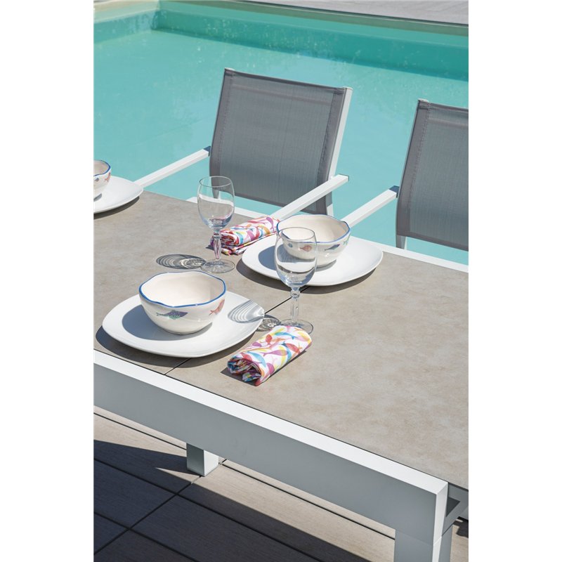 Greenwood Split Aluminum Garden Table 104/208x75 cm - White - Extendable