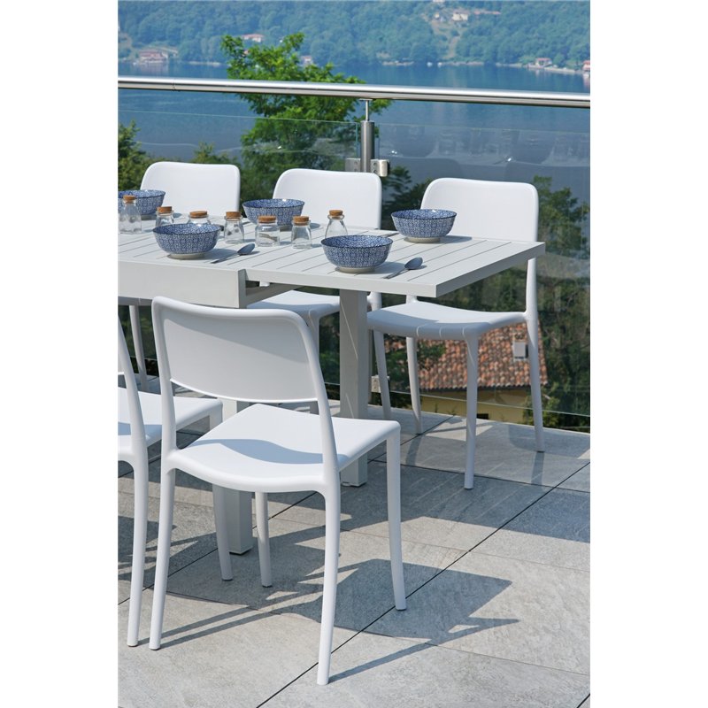 Greenwood Capannori Aluminum Garden Table 106/212x75 cm - White - Extendable