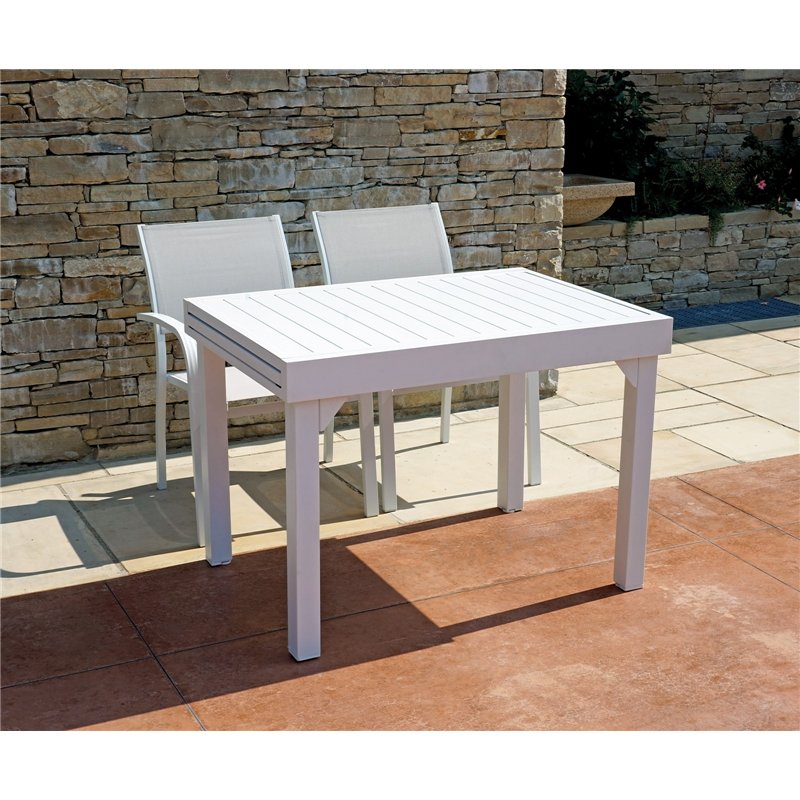 Greenwood Capannori Aluminum Garden Table 106/212x75 cm - White - Extendable