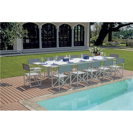 Greenwood Santorini Double Extension Aluminum Table 265/330/398x110 cm - White