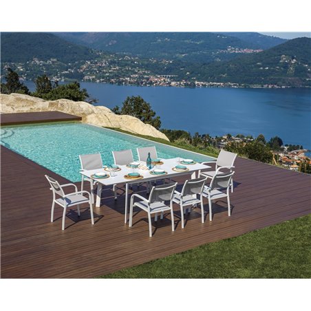 Greenwood San Donato Extendable Aluminum Garden Table 160/240x102 cm - White