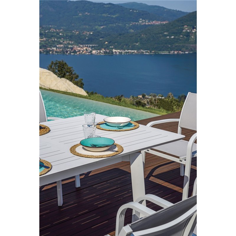 Greenwood San Donato Extendable Aluminum Garden Table 160/240x102 cm - White